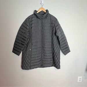 Michael Kors Packable Down Fill Gray Quilted Hoodie Coat Jacket Women 2x Plus